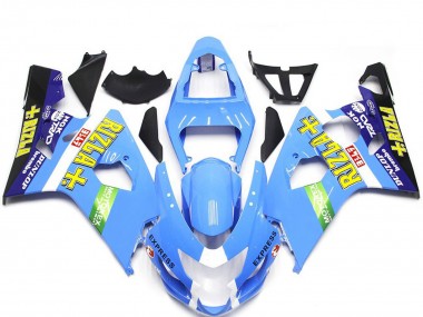 Mejores Carenados Moto Suzuki GSXR 600 / GSXR 750 2004-2005 - Azul Claro Verde Amarillo Rizla Estilo
