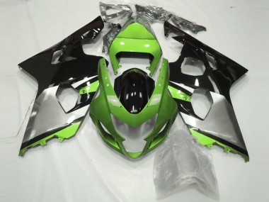 Mejores Carenados Moto Suzuki GSXR 600 / GSXR 750 2004-2005 - Verde Plata Negro Brillante