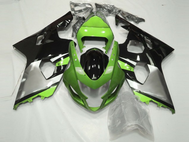 Mejores Carenados Moto Suzuki GSXR 600 / GSXR 750 2004-2005 - Verde Plata Negro Brillante