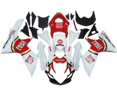 Mejores Carenados Moto Suzuki GSXR 600 / GSXR 750 2011-2024 - Blanco Rojo Motul Lucky Strike