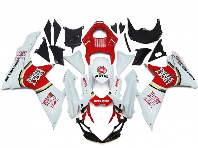 Mejores Carenados Moto Suzuki GSXR 600 / GSXR 750 2011-2024 - Blanco Rojo Motul Lucky Strike