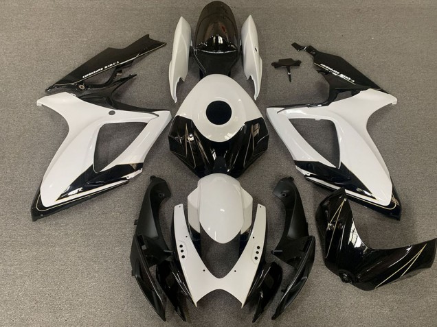 Mejores Carenados Moto Suzuki GSXR 600 / GSXR 750 2006-2007 - Blanco Negro Brillante