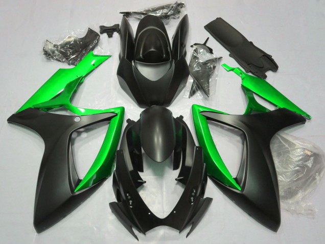 Mejores Carenados Moto Suzuki GSXR 600 / GSXR 750 2006-2007 - Negro Mate Verde