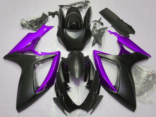 Mejores Carenados Moto Suzuki GSXR 600 / GSXR 750 2006-2007 - Negro Mate Púrpura