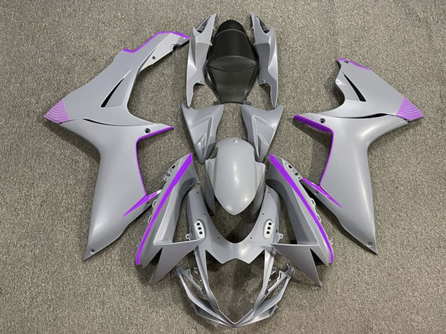 Mejores Carenados Moto Suzuki GSXR 600 / GSXR 750 2011-2024 - Nardo Gris Mate Púrpura Accents