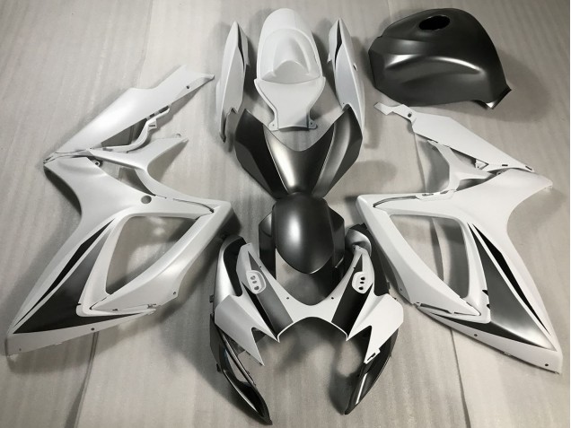 Mejores Carenados Moto Suzuki GSXR 600 / GSXR 750 2006-2007 - Blanco Gris Negro Mate