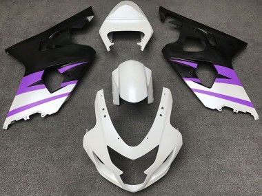 Mejores Carenados Moto Suzuki GSXR 600 / GSXR 750 2004-2005 - Blanco Púrpura Negro Mate