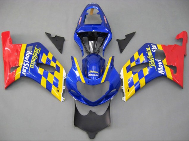 Mejores Carenados Moto Suzuki GSXR 600 / GSXR 750 2001-2003 - Azul Amarillo Rojo Telefonica MoviStar