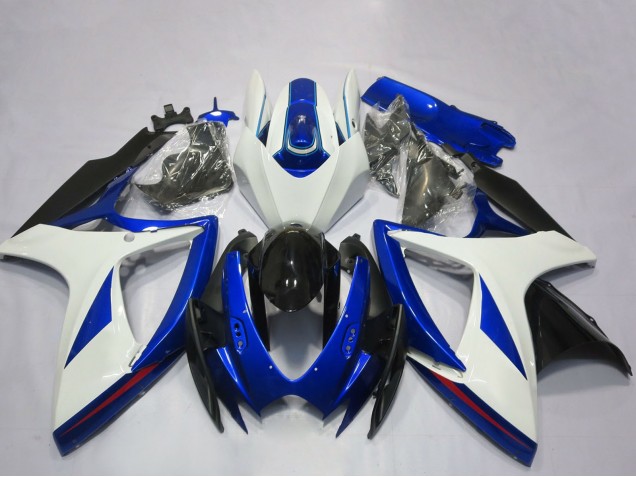 Mejores Carenado Moto Suzuki GSXR 600 / GSXR 750 2006-2007 - Blanco Azul Negro Brillante OEM Estilo
