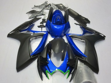 Mejores Carenados Moto Suzuki GSXR 600 / GSXR 750 2006-2007 - Azul Negro Mate Verde OEM Estilo
