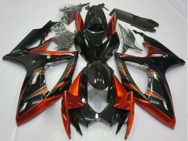 Mejores Carenados Moto Suzuki GSXR 600 / GSXR 750 2006-2007 - Naranja Negro Brillante