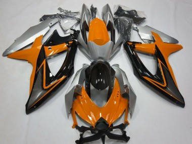 Mejores Carenados Moto Suzuki GSXR 600 / GSXR 750 2008-2010 - Plata Naranja Negro Brillante