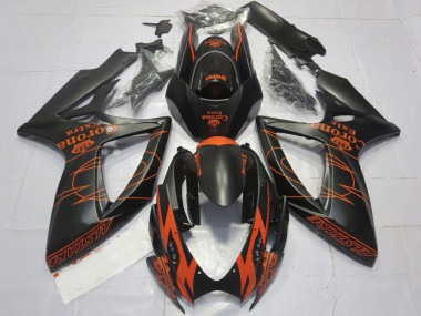 Mejores Carenados Moto Suzuki GSXR 600 / GSXR 750 2006-2007 - Negro Mate Naranja Corona Extra Alstare Motul