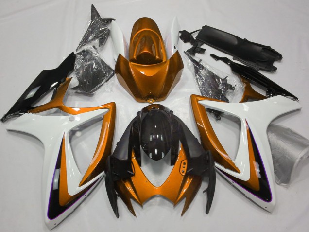 Mejores Carenados Moto Suzuki GSXR 600 / GSXR 750 2006-2007 - Naranja Blanco Negro Brillante