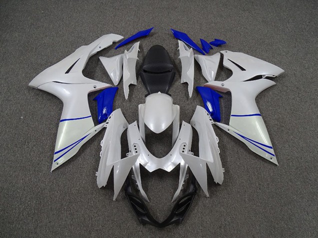 Mejores Carenados Moto Suzuki GSXR 600 / GSXR 750 2011-2024 - Blanco Perla Azul Oscuro