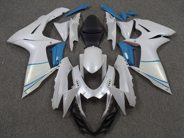 Mejores Carenados Moto Suzuki GSXR 600 / GSXR 750 2011-2024 - Blanco Perla Azul Claro