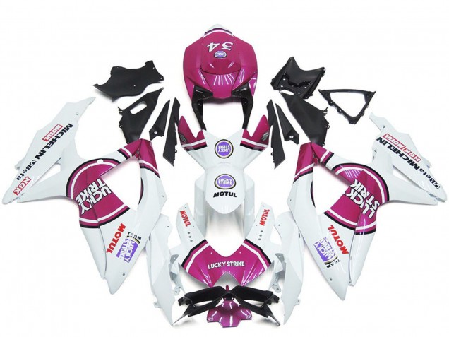 Mejores Carenados Moto Suzuki GSXR 600 / GSXR 750 2008-2010 - Blanco Rosa Motul Lucky Strike 34