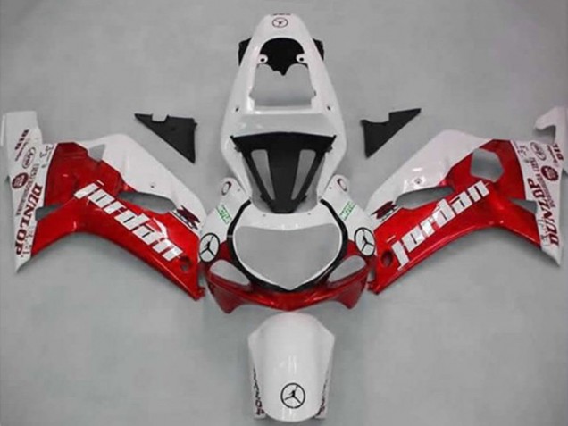 Mejores Carenados Moto Suzuki GSXR 600 / GSXR 750 2001-2003 - Blanco Rojo Jordan Dunlop