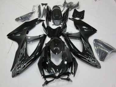 Mejores Carenados Moto Suzuki GSXR 600 / GSXR 750 2008-2010 - Negro Brillante Plata