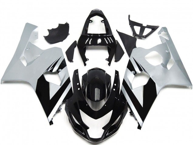 Mejores Carenados Moto Suzuki GSXR 600 / GSXR 750 2004-2005 - Blanco Negro Brillante OEM Estilo