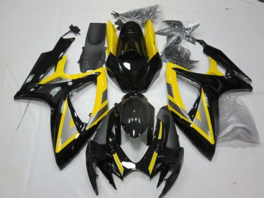 Mejores Carenados Moto Suzuki GSXR 600 / GSXR 750 2006-2007 - Amarillo Plata Negro Brillante