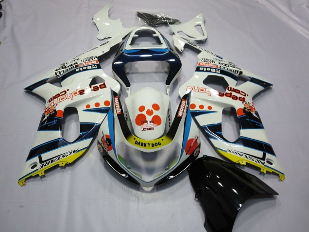 Mejores Carenados Moto Suzuki GSXR 600 / GSXR 750 2001-2003 - Blanco Azul Rojo Amarillo Spots