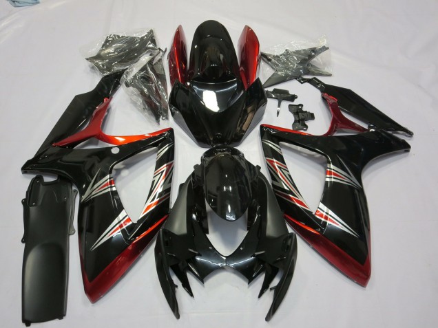 Mejores Carenados Moto Suzuki GSXR 600 / GSXR 750 2006-2007 - Rojo Negro Brillante
