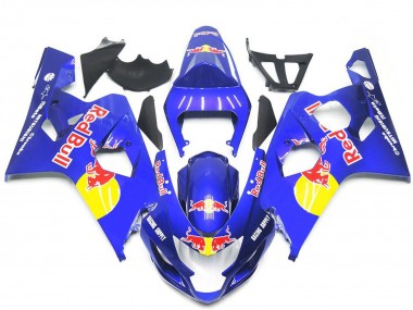 Mejores Carenados Moto Suzuki GSXR 600 / GSXR 750 2004-2005 - Azul Amarillo Rojo Bull Estilo