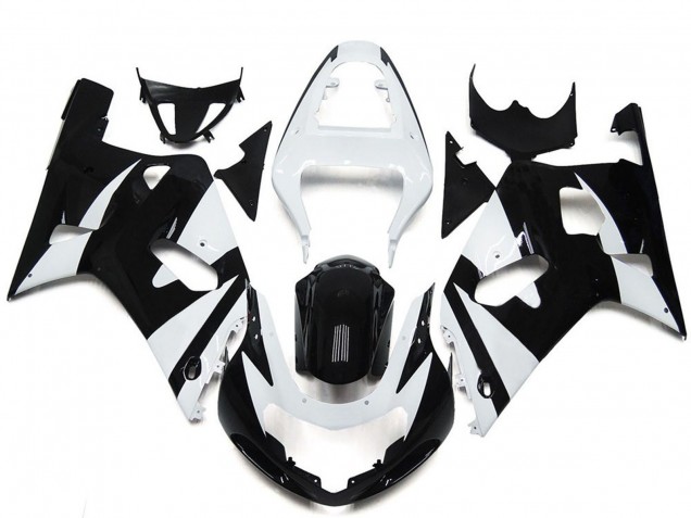 Mejores Carenados Moto Suzuki GSXR 600 / GSXR 750 2001-2003 - Blanco Negro Brillante OEM Estilo
