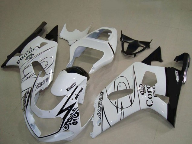 Mejores Carenados Moto Suzuki GSXR 600 / GSXR 750 2001-2003 - Blanco Negro Corona Alstare