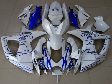 Mejores Carenados Moto Suzuki GSXR 600 / GSXR 750 2006-2007 - Blanco Azul Corona Alstare