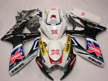 Mejores Carenados Moto Suzuki GSXR 600 / GSXR 750 2006-2007 - Blanco Rojo Azul Amarillo Dark Dog X 76 BRUX