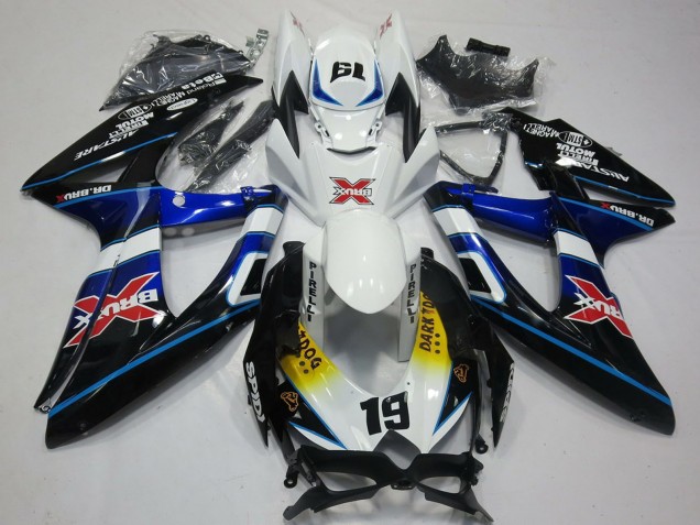 Mejores Carenados Moto Suzuki GSXR 600 / GSXR 750 2008-2010 - Blanco Azul Negro Amarillo Rojo X Dark Dog 19