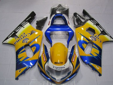 Mejores Carenados Moto Suzuki GSXR 600 / GSXR 750 2001-2003 - Amarillo Azul Blanco Corona Motul