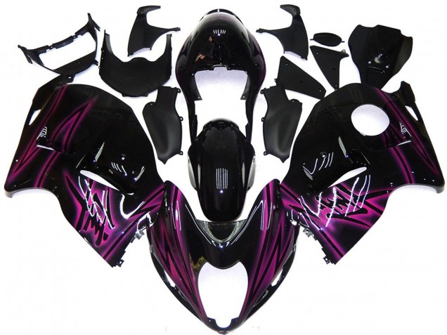 Mejores Carenados Moto Suzuki GSXR 1300 1996-2007 - Negro Brillante Púrpura Llama