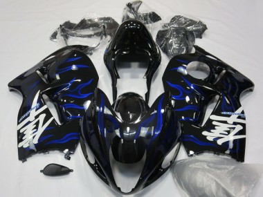 Mejores Carenados Moto Suzuki GSXR 1300 1996-2007 - Negro Brillante Azul Llama