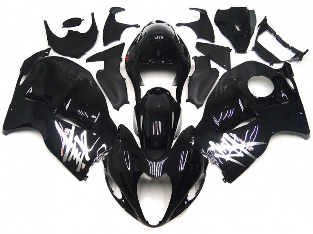 Mejores Carenados Moto Suzuki GSXR 1300 1996-2007 - Negro Brillante Plata Calcomanías