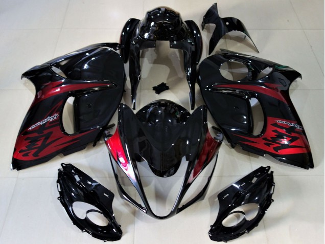 Mejores Carenados Moto Suzuki GSXR 1300 2008-2020 - Negro Brillante Rojo Caramelo