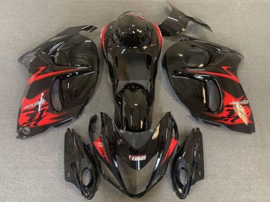 Mejores Carenados Moto Suzuki GSXR 1300 2008-2020 - Negro Brillante Rojo Logo