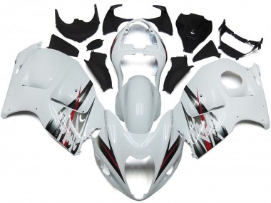 Mejores Carenados Moto Suzuki GSXR 1300 1996-2007 - Blanco Brillante Plata Estilo