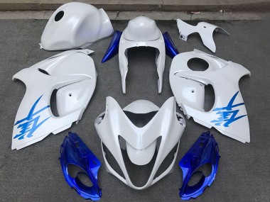 Mejores Carenados Moto Suzuki GSXR 1300 2008-2020 - Blanco Brillante Azul