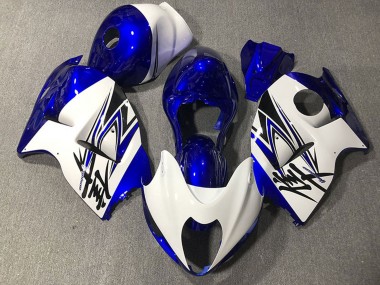 Mejores Carenados Moto Suzuki GSXR 1300 1996-2007 - Blanco Brillante Azul Profundo