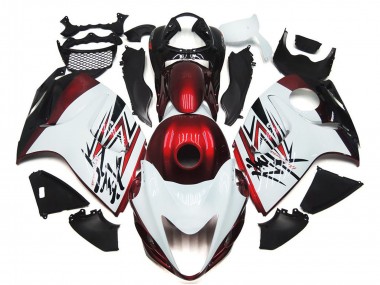 Mejores Carenados Moto Suzuki GSXR 1300 2008-2020 - Blanco Brillante Rojo Profundo