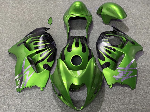 Mejores Carenados Moto Suzuki GSXR 1300 1996-2007 - Verde Negro Llama