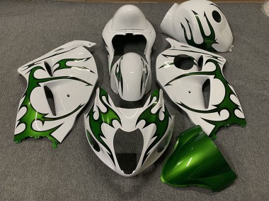 Mejores Carenados Moto Suzuki GSXR 1300 1996-2007 - Blanco Verde Llama