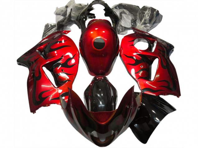 Mejores Carenados Moto Suzuki GSXR 1300 1996-2007 - Rojo Negro Llama