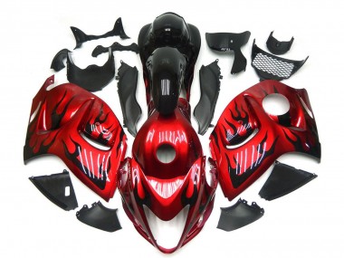 Mejores Carenados Moto Suzuki GSXR 1300 2008-2020 - Rojo Negro Llama