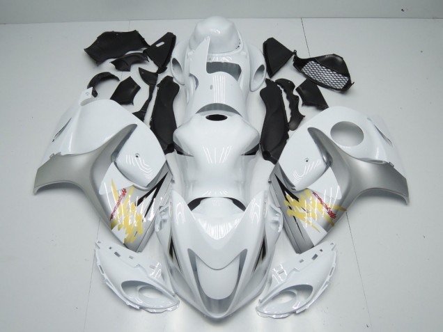 Mejores Carenados Moto Suzuki GSXR 1300 2008-2020 - Blanco Plata Amarillo