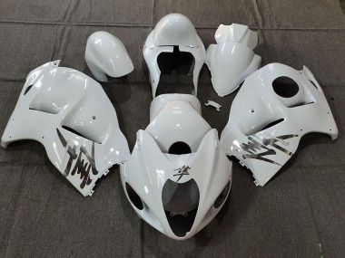 Mejores Carenados Moto Suzuki GSXR 1300 1996-2007 - Blanco OEM Estilo Plata Calcomanías