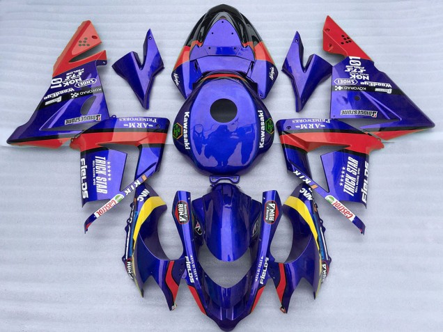 Mejores Carenados Moto Kawasaki ZX10R 2004-2005 - Azul Rojo Trick Star